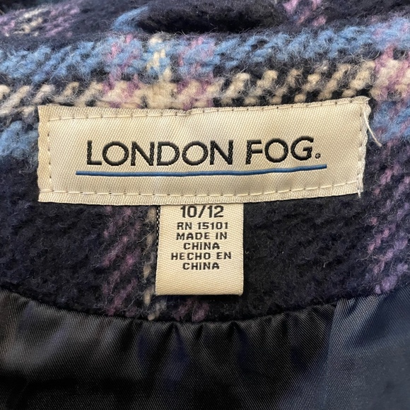 London Fog Girls Plaid Peacoat with Hood (Size 10/12) - Picture 5 of 5